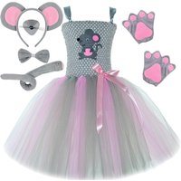 Pink Gray Mouse Costumes for Baby Girls Halloween Outfit Children Animal Birthday Clothes for Kids Toddler Grey Rat Tutu Dress