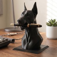 Doberman Dog Figurine Pen Stand 3D Craft Desktop Organizer Modern Home Office Decor Cute Stationery Storage Gift Pen Holder