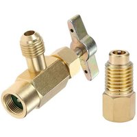Universal R134A Refrigerant Bottle Opener 1/2 ACME Thread Can Tap Valve with 1/4 SAE Connector Adapter for Car A/C Charging Hose