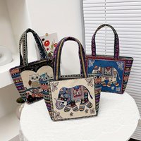 A durable and colorful embroidered ethnic style elephant print women's handbag, fashionable and casual, double-sided design