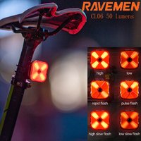RAVEMEN CL06 Rear Bike Light USB-C Rechargeable Bicycle Brake Warning Flashing Tail Light Sensor Road Cyclists Waterproof IPX6