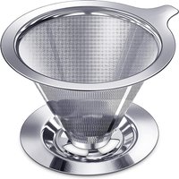 LMETJMA-Goutteur de café réutilisable, en acier inoxydable, tasse unique, 1-4 standard, sans papier, JT204