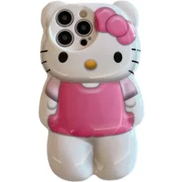 3D Funny Cute Cartoon Sanrio Hello Kitty Phone Case For iPhone 15 Pro Max 14 13 12 11 Pro Max Shockproof Hard Cover