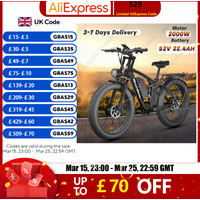 BLUVALL V1 Adult Mountain Ebike 2000W 52V 22.4Ah Full Suspension Travel Electric Bicycle 26*4.0" Fat Tire Off-Road Electric Bike
