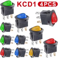 4/8Pcs KCD1 Automobile Round Power Switch Button 12V/220V 3Pin ON/OFF KCD1 Rocker Switch 16A 12V 4-color Led Light
