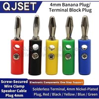 5 Pcs 4mm Four-Page Banana Plug with Mounting Screw Overlapping Socket Test Banana Plug Solderless Terminal Audio Amplifier Plug