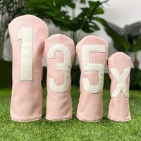 Golf Club Head Covers: Golf Driver Fairway Wood Headcovers for Driver No.1/Fairway No.3/5 - PU Fabric, Elastic Closure
