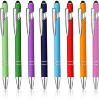 50Pcs/Lot Free Custom Logo Metal Ballpoint Pen 2 In 1 With Stylus Touch Screen Pen Office School Advertising Gift High Quality