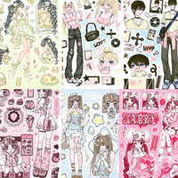 Lovecore Sticker Set | Pink-Black Fashion Pairs & Edgy-Sweet Romance for DIY Crafts & Planner Decor