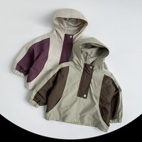2026 Spring New Children Patchwork Hooded Coat Boys Girls Long Sleeve Casual Jacket Baby Loose Zipper Coat Kids Clothes