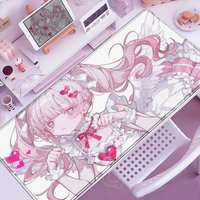 Cute Anime Girl Mouse Pad Pink Mousepad Big Kawaii Mouse Mat Computer Large Play Rubber Rug Girls Desk Mat Girls Beautiful 90x40
