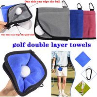 Square Microfiber Golf Ball Cleaning Towel with Carabiner Hook Water Absorption Cleaner Club for Head Wipe Cloth Clean