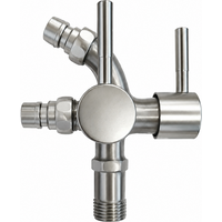 SANIVITAL Dual Control Wall Mount Laundry Tap Stainless Steel Two Way Washing Machine Utility Water Faucet