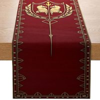 1 Piece of Medieval Theme Table Runner, with Knight Shield, Spear and Horse Head Pattern, Suitable for Medieval Theme Parties, Renaissance Market, Castle Style Decoration