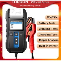 TOPDON BT300P Autobatterietester mit Drucker, 12 V, digitales Laden, Anlassen, Testwerkzeuge für Fahrzeug, Auto-Analysator, 100–2000 CCA