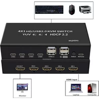 4 port HDMI KVM Switch 4 in 1 out 4K@60Hz HDMI USB Switch for 4 PC Share Monitor Mouse Keyboard with Desktop Controller HDCP2.2