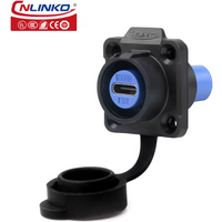 Cnlinko LP16 Waterproof Type-C 3A Female Socket Jacks Panel Mount USB C Connector for Fast Charging Data Transfer 10Gbps