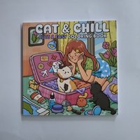 Cat & Girl Cute Easy Coloring Book For Adults Stress Relief Drawing Book Perfect Gift for Party and Birthday & Christmas
