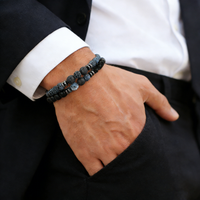 10 Styles 2Pcs Men Bracelet Set 8mm Tiger Eyes Malachite Obsidian Hematite Stone Positive Energy Healing Strand Braslet Homme