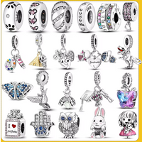 Hot Charms Plata Of Ley 925 Silver Boy Girl Pendant Cat Love Heart Charm Fit Bracelets DIY Women Jewelry Making
