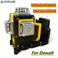 Laserowy poziomica Dewalt 20V 18V, 12 linii, 3 strony * 360 stopni, samopoziomująca, z poziomą i pionową linią krzyżową.