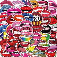 50PCS Lip Print Sticker Aesthetic Vintage Decoration Christmas DIY Case Laptop Guitar New Wall Harajuku Fashion Stickers