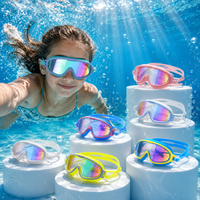 1PC Multi Color Swimming Goggles, Built-in Ear Plugs, Anti Fog UV Proof Soft Silicone Waterproof Wide Vision Diving Swim Mask