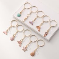 10pcs Cute Alloy Marine life Keyring Metal Dolphin Seahorse Starfish Keychain Decoration Wallet Bag Backpack Accessories Gift