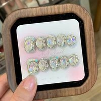 10pcs high-end Heavy industry design model, Shining rose short style, dazzling full of diamonds handmade fake nails