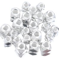10pcs 925 Sterling Silver Polyhedron Beads Spacer Beads Accessories Silver Bead for Bracelet Necklace Jewelry Making Findings
