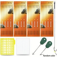 YOTO 8 pieces carp fishing hair rigs, carp hook rig with braided line, carp leader with 2 boilie stoppers and 2 needles