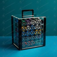 1000 Chip Capacity Poker Chip Carrier, Heavy Duty Transparent Acrylic Case with 10 Chip Racks
