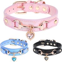 Shiny Rhinestone Pet Collar Love Jewelry Dog Collar Comfortable Leather Dog Adjustable Collar