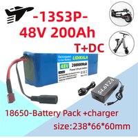 2026 Brandneuer 48V 200000mAh 2000W 13S3P geeignet für 18650 Lithium-Ionen-Akkupack mit BMS 54,6V Ladegerät für Elektroroller.
