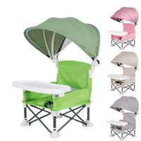 Baby Feeding Chair Foldable baby feeding booster chair With sunshade and removable tray Portable High Chair Folding Booster Seat