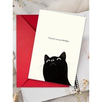 Funny and adorable cat birthday happy wishes greeting card with envelope, gift message card, birthday gift card, black cat