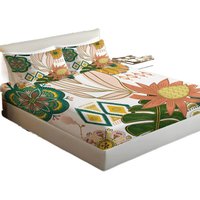 Bohemian Floral Fitted Sheet Set, Elastic Bed Sheet Bedding Set No Fillers, Tropical Boho Bedding for Stylish Living Space