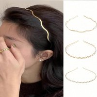 3pcs Simple Gold Ripple Metal Hairbands Elegant Wave Headbands Fashion Women Crown Head Hoop Hair Styling Headwear Accessories
