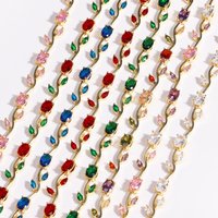Luxury 16 Colors Sparkling Leaf Cubic Zirconia Branch Gold Silver Color CZ Crystal Bracelet Fashion Women Wedding Jewelry Gift