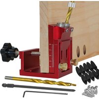 Gabarit de perçage pour trous de poche, kit de gabarit à deux trous pour le bois avec guide de perçage et foret étagé, bouchons en bois et vis pour le travail de menuiserie