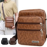 PU Leather Men's Messenger Bag Retro Multi-Layer Large-capacity Men's Crossbody Bag Shoulder Bag Man Handbag Travel Backpack