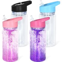 300/500ml Double-layer Children's Sports Plastic Water Bottle With A Straw and Handle, Bottom with A Hole, DIY Snowball Cup/MUG