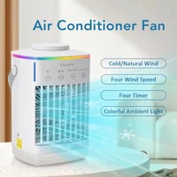 Air Conditioner Portable Desktop Air Cooler Fan with LED Night Light & Humidifier, Mini Mist Cooling Fan for Office Home