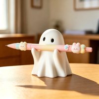 Cute Ghost Pen Holder, Plastic Desktop Storage Organizer, Halloween Decorative Creative Gift for Office Home