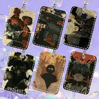 1pc Game The Outlast Trials Card Case Keychain Access Card Bag Key Tag Ring Leather Card Holder Key Ring Access