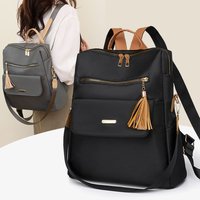 Durable Multi-compartment Travel Backpack, Soft Fabric Anti-theft Bag with Metal Zip Hardware for Female Daily Use