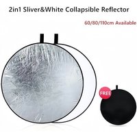24" Reflector 2in1 30CM 60CM 80CM 110CM Silver White Portable Collapsible Soft Light Round Photography for Studio 2in1