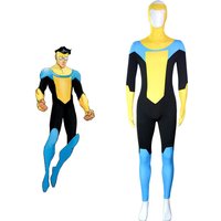 Anime Superhero Cosplay Invincible Mark Grayson Jumpsuit Cloak Costume Bodysuit Halloween Party Carnival Zaiti Suit