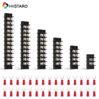 3sets Dual Screw Terminal Block Strips 2 4 6 8 10 12 Positions With 16-14AWG Insulated Fork Wire Connectors