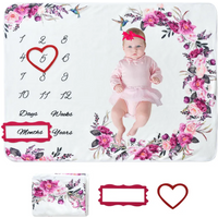 VIKAMA Newborn baby Monthly Milestone Blankets 100-day-old Photography Props Background carpet Nursery Bed Blanket
